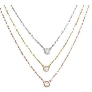 New Liv Oliver Tri Color Multi Layer 18 k gold plated Cz Necklace.